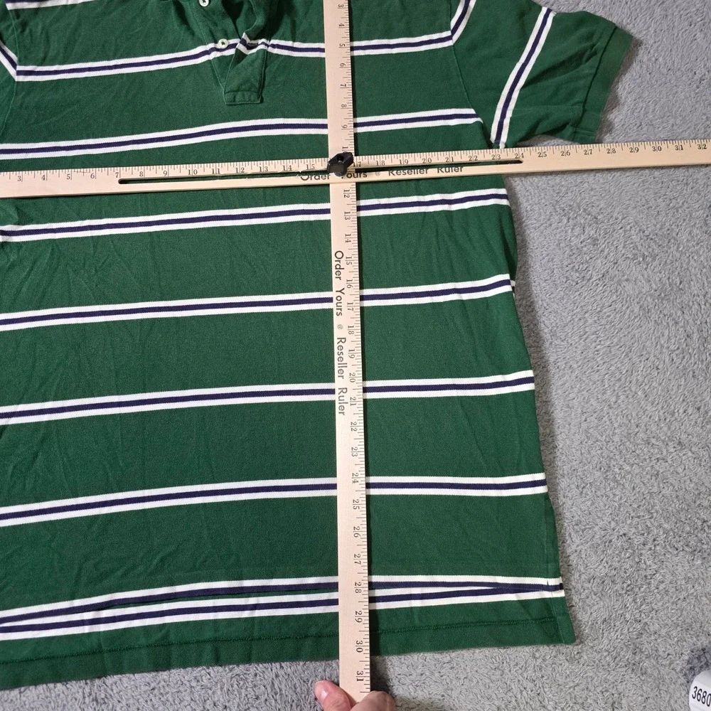 Polo Ralph Lauren Mens XL Polo Shirt Green Striped Short Sleeve Cotton Pique